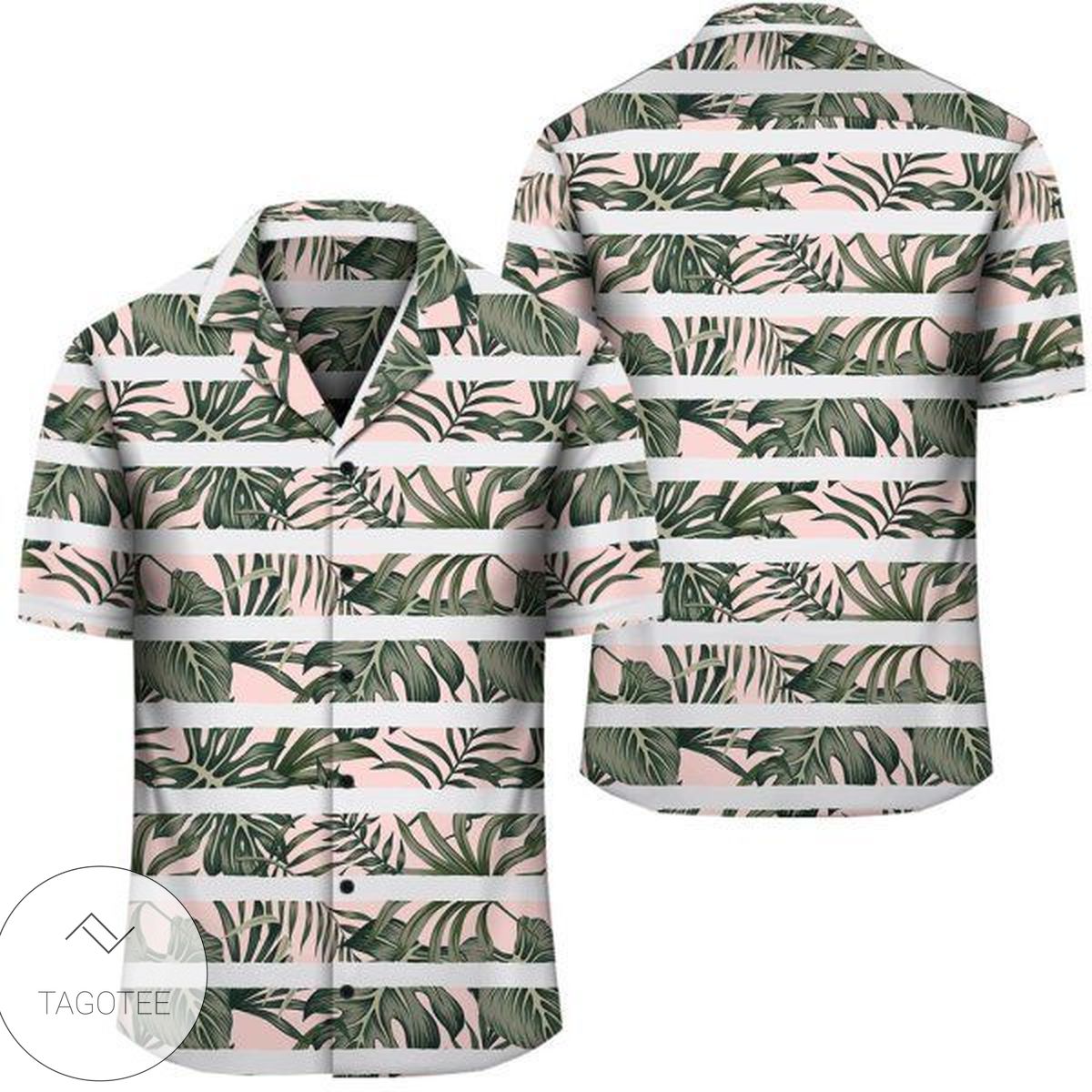 Hawaii Tropical Flower, Blossom Cluster Seamless Pattern Tropical Flowers Palm Leaves Plant And Leaf Hawaiian Shirt