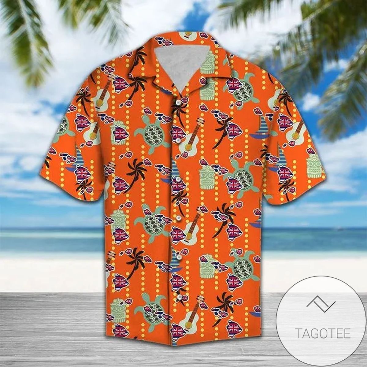 Hawaii Tropical Watercolor Palm Tree Leaf Hawaiian Shirt