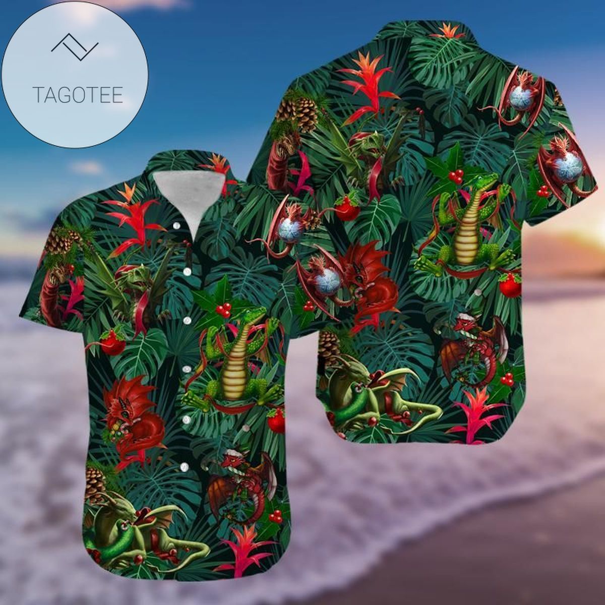 Hawaiian Aloha Shirts Christmas Dancing Reindeers 712dh