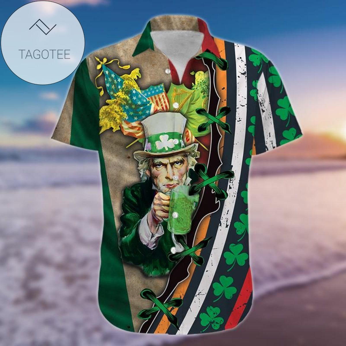 Hawaiian Aloha Shirts Drink Beer Saint Patrick’s Day 2402h