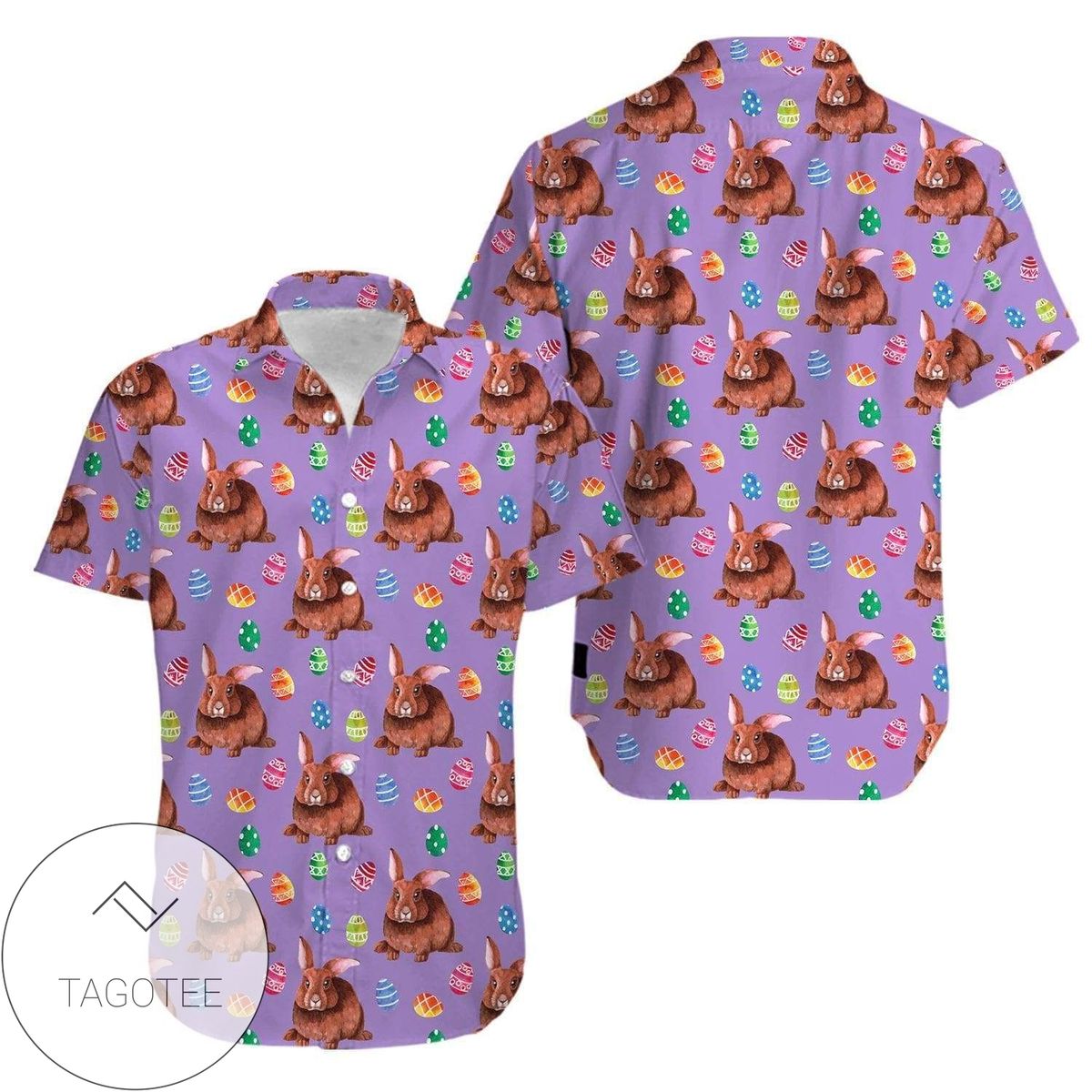 Hawaiian Aloha Shirts Easter Day Watercolor Bunny 110321v