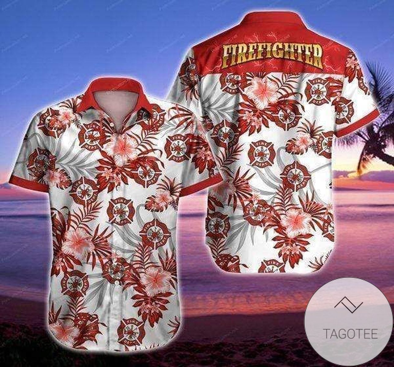 Hawaiian Aloha Shirts Firefighter Us Flag