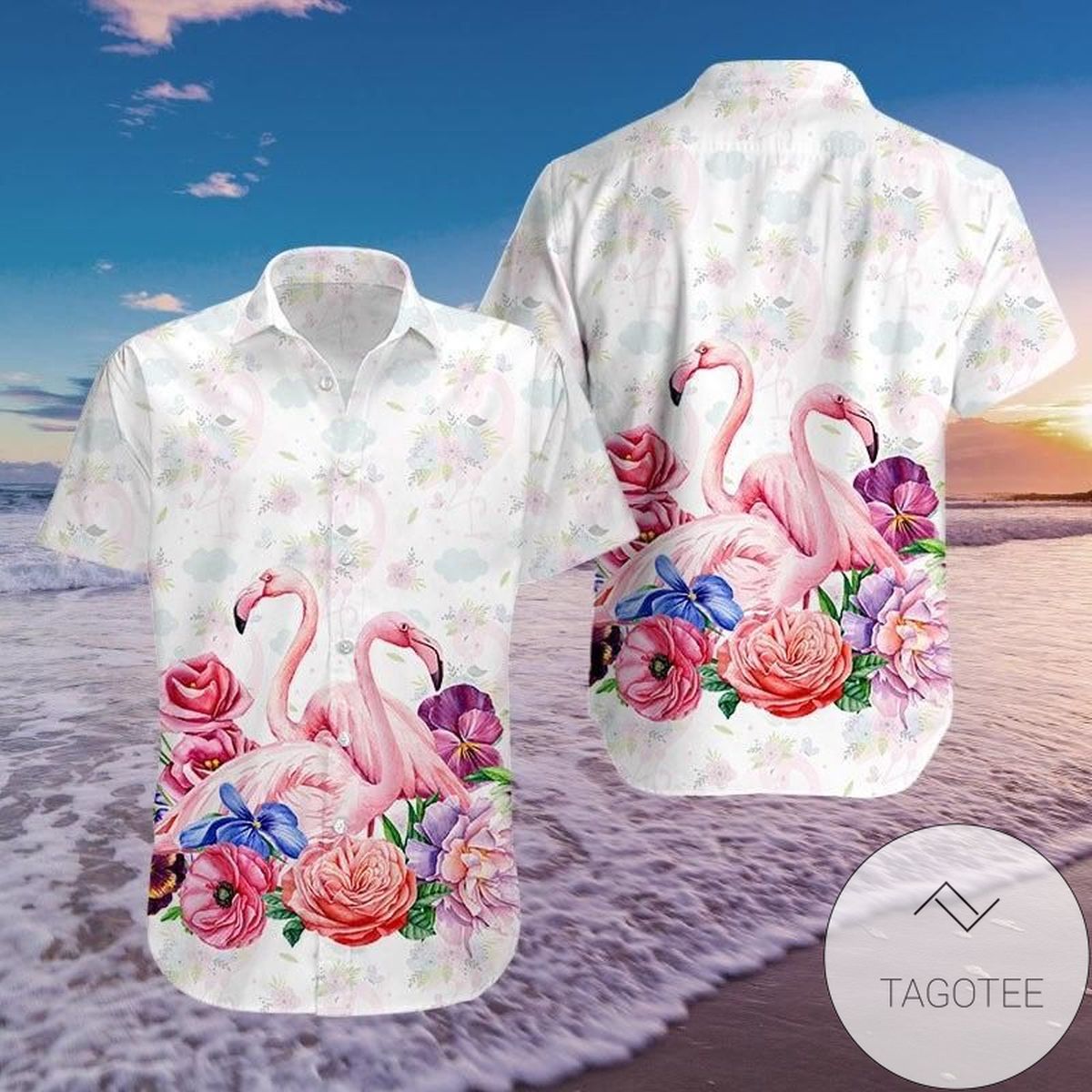 Hawaiian Aloha Shirts Flamingo Beach Day