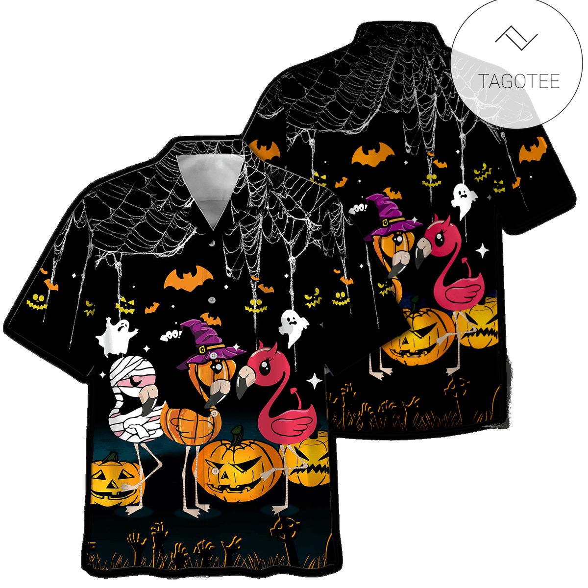 Hawaiian Aloha Shirts Flamingoween Halloween