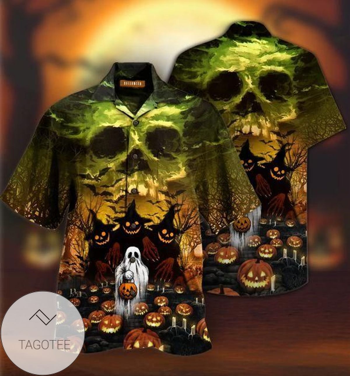 Hawaiian Aloha Shirts Halloween Fright Night Witch Hour