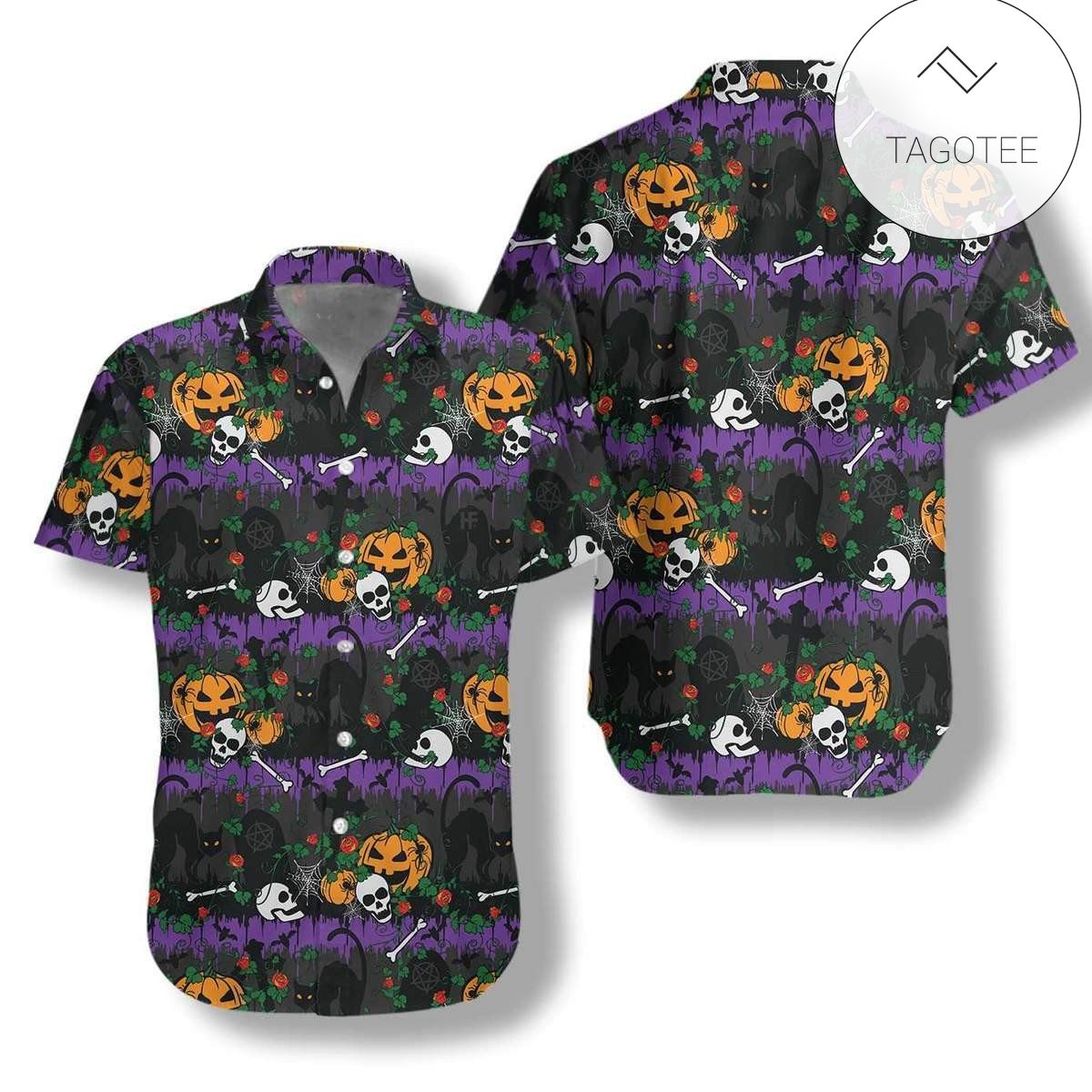 Hawaiian Aloha Shirts Halloween Pumpkin Poker King Card