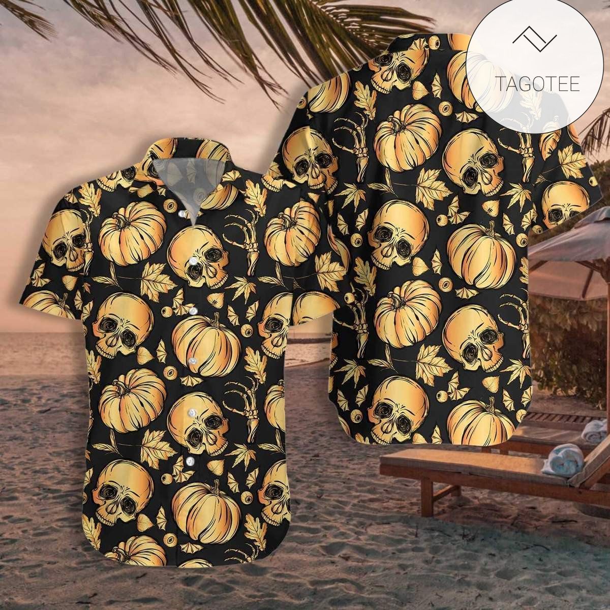 Hawaiian Aloha Shirts Halloween Night With Black Cat