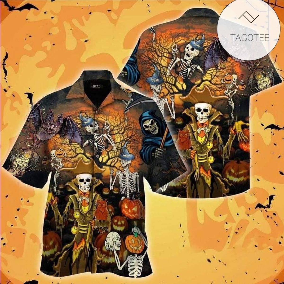 Hawaiian Aloha Shirts Halloween Scary Pumpkin