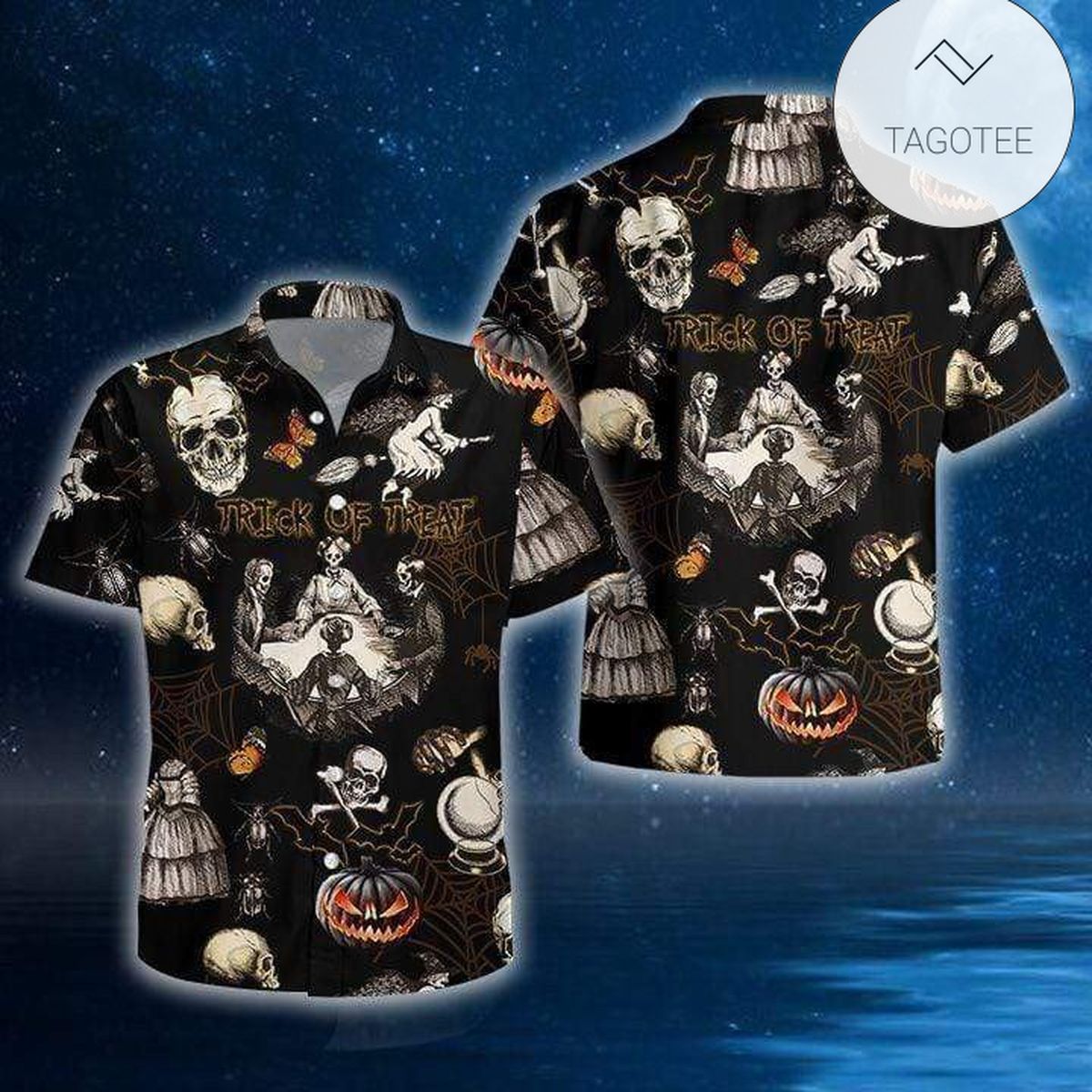 Hawaiian Aloha Shirts Halloween Scary Pumpkin