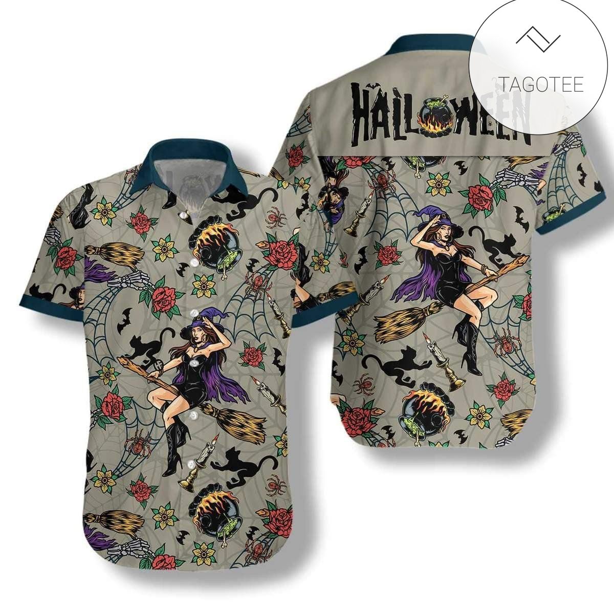 Hawaiian Aloha Shirts Halloween Witch Cat Mystery