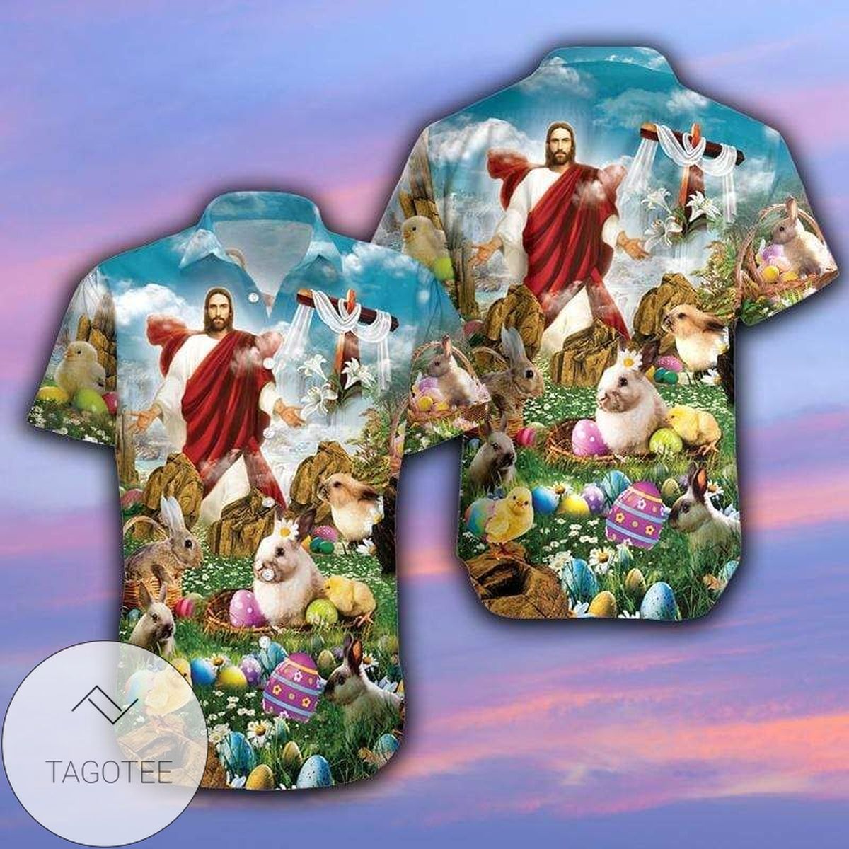 Hawaiian Aloha Shirts Happy Easter T-rexes Wanna Joint Eggs Hunting