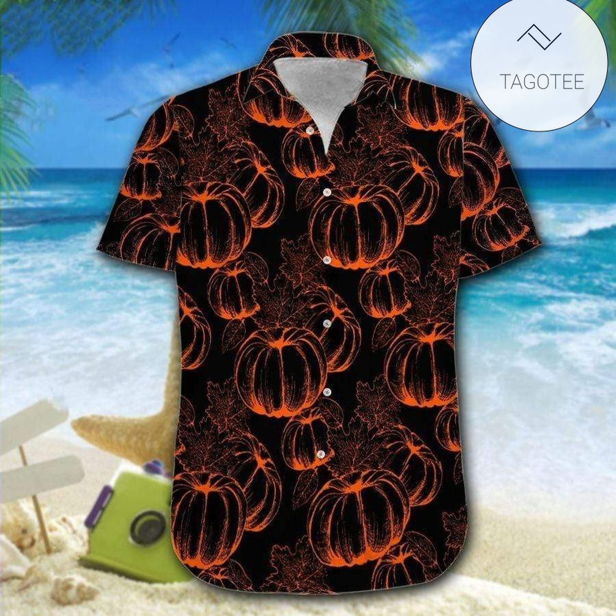 Hawaiian Aloha Shirts Pumpkin Crescent Halloween