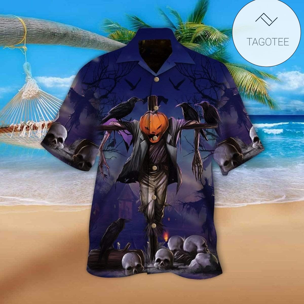 Hawaiian Aloha Shirts Pumpkin Black For Halloween