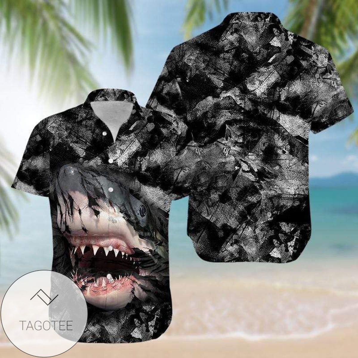 Hawaiian Aloha Shirts Shark Black 2409v