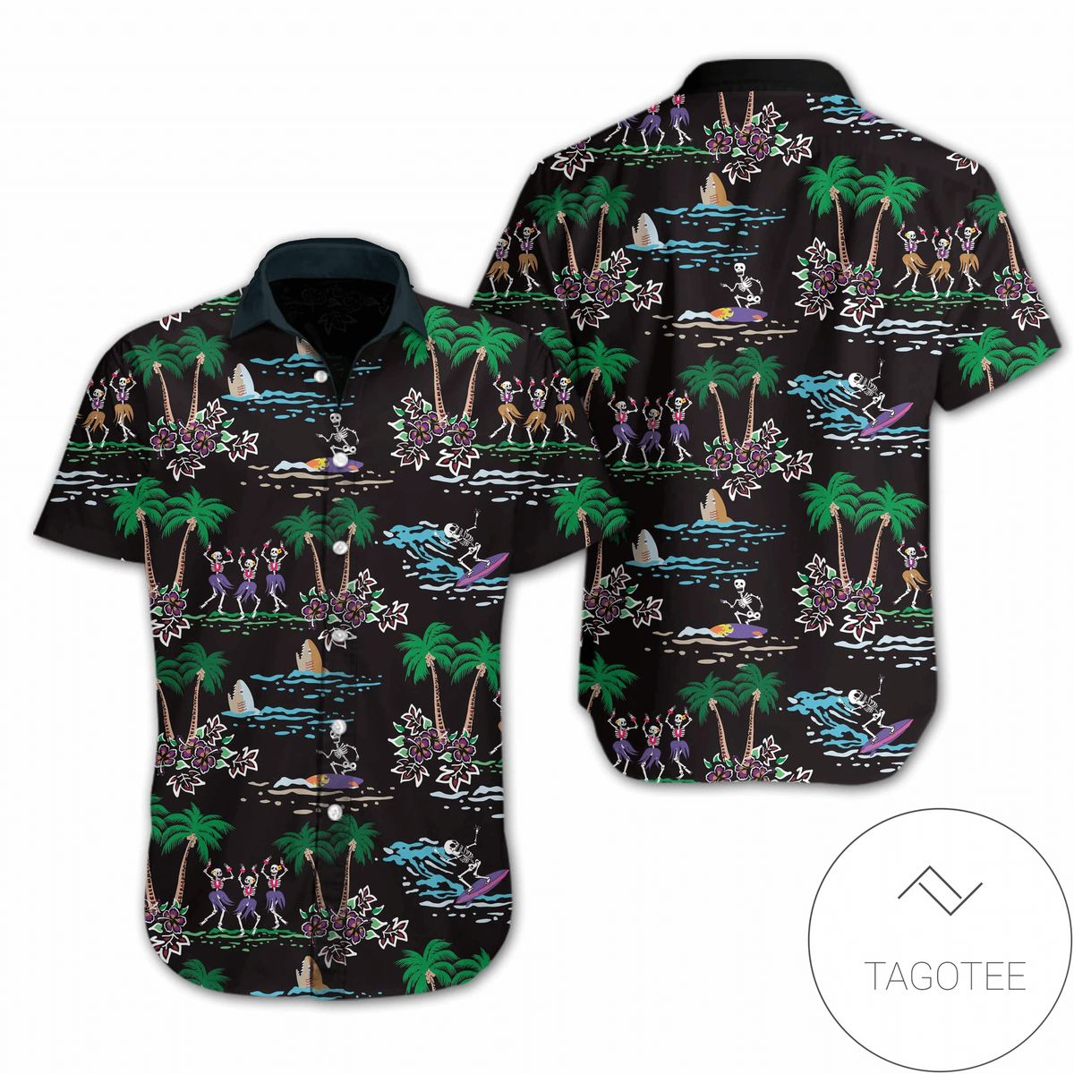 Hawaiian Aloha Shirts Skeleton Decorate Halloween