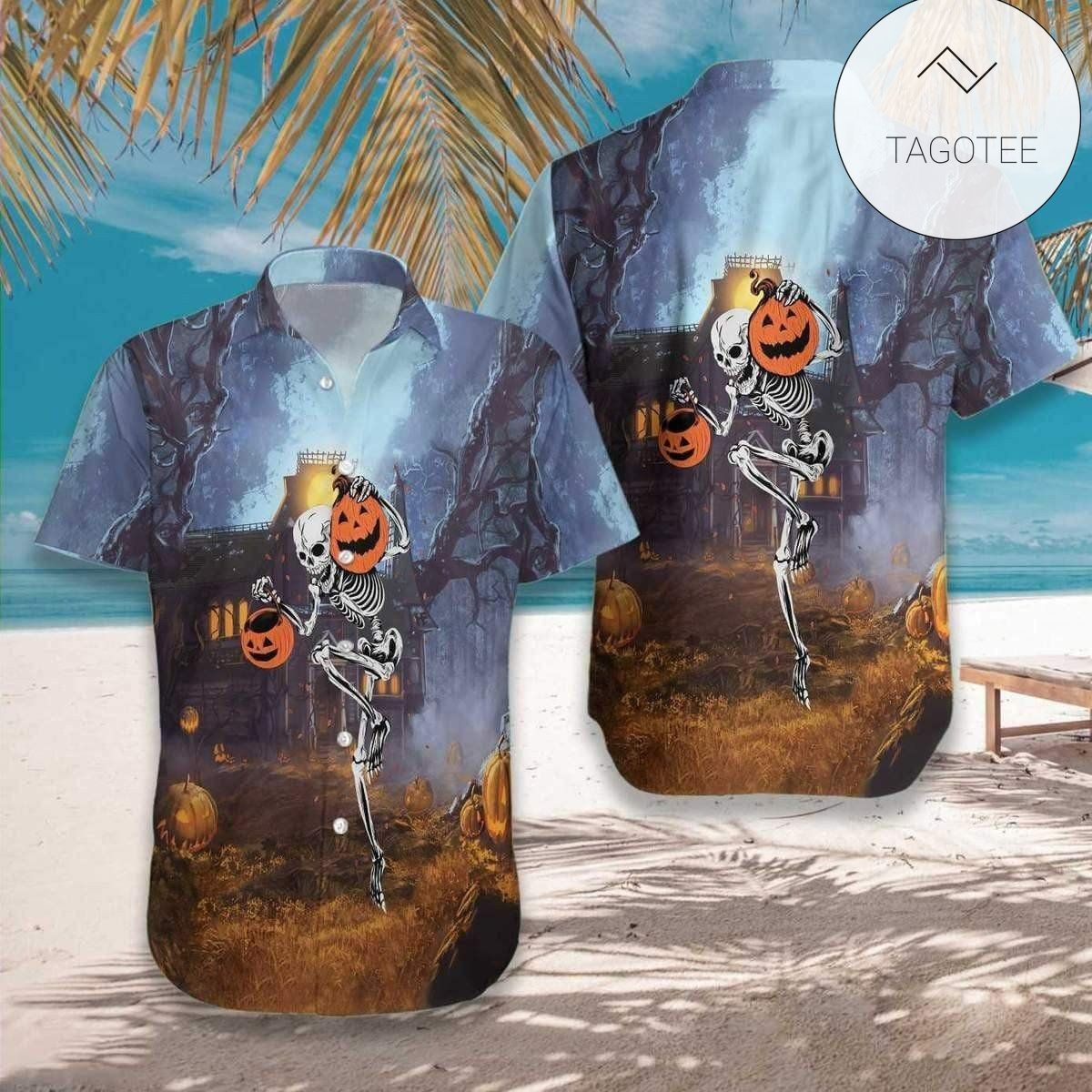 Hawaiian Aloha Shirts Skeleton Halloween Party