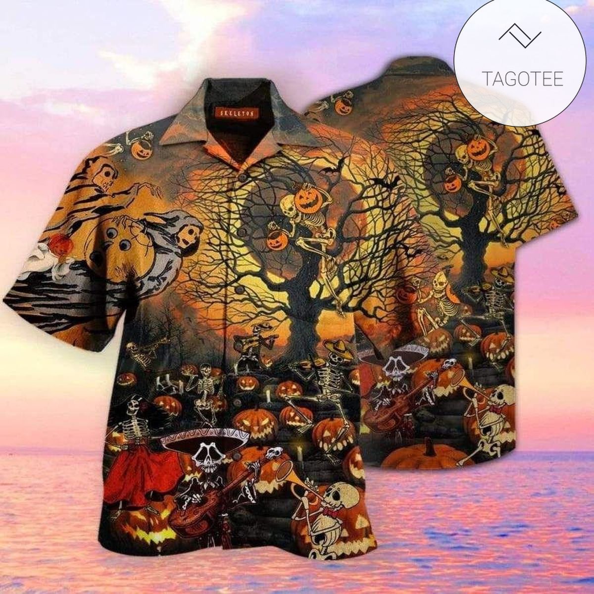 Hawaiian Aloha Shirts Skeleton Chilling Halloween