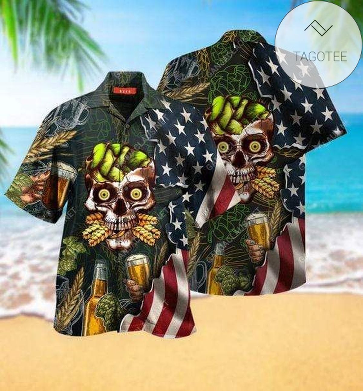 Hawaiian Aloha Shirts Skull And Gun Real Men