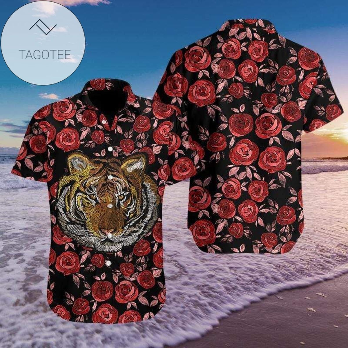 Hawaiian Aloha Shirts Tiger Tattoo Style V