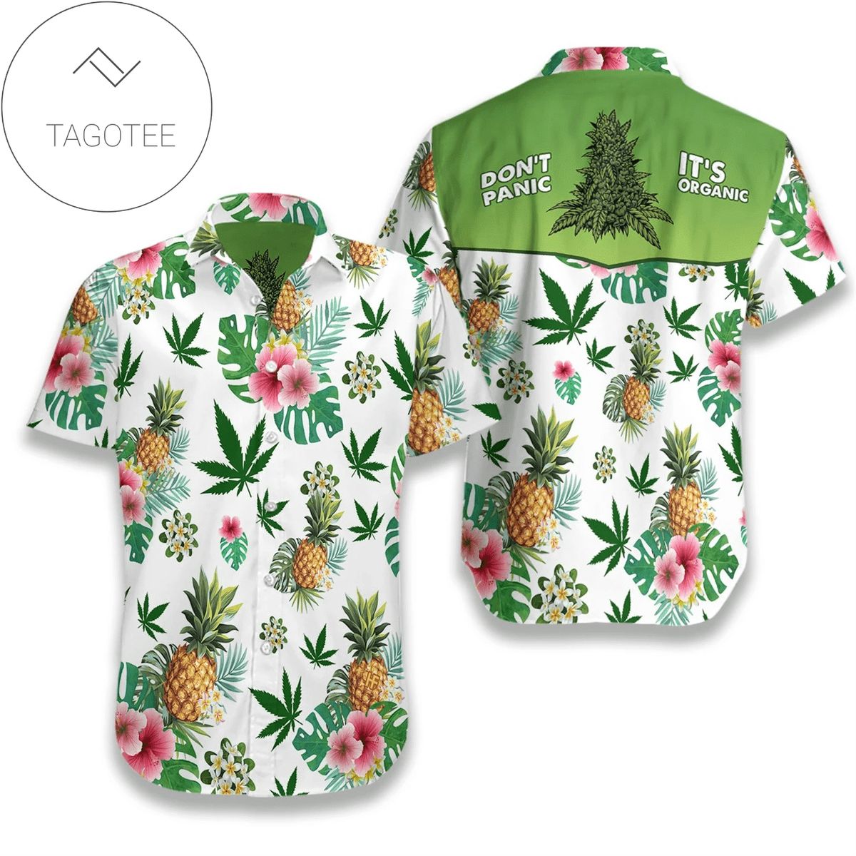 Hawaiian Aloha Shirts Weed Dog And Canabis Make Me Happy