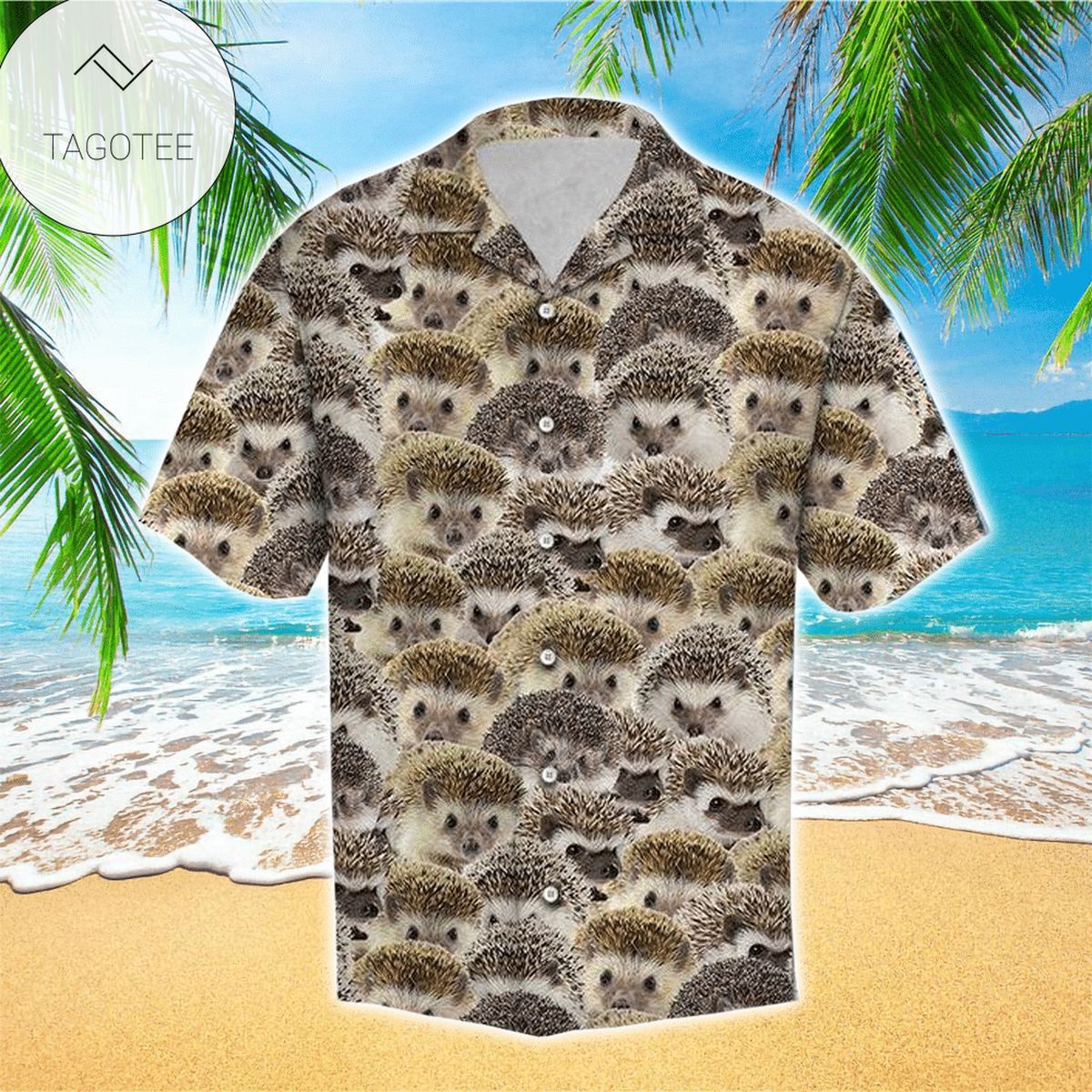 Hedgehog Mens Hawaiian Shirt Hedgehog Button Up Shirt