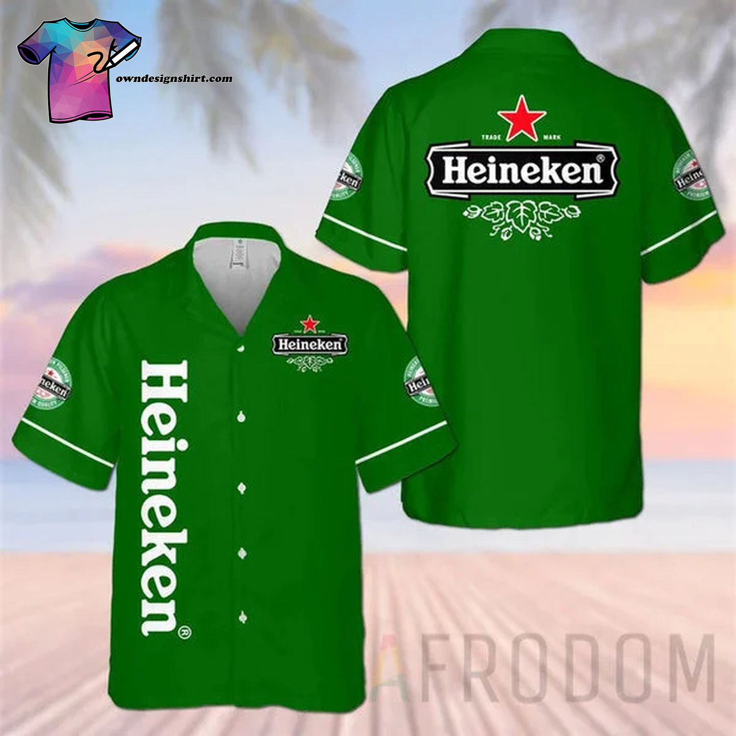 Heineken Beer Tropical Leaf Summer Hawaiian Shirt