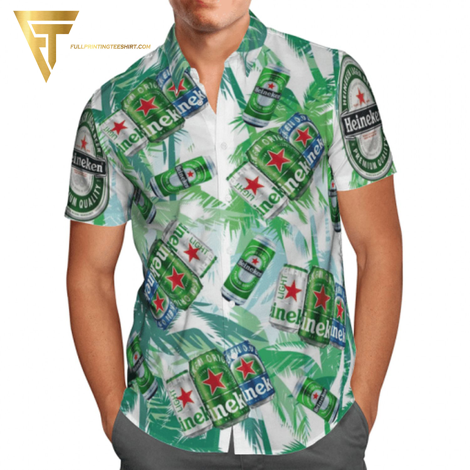 Heineken Basic Printed Summer Outfits Hawaiian Shirt