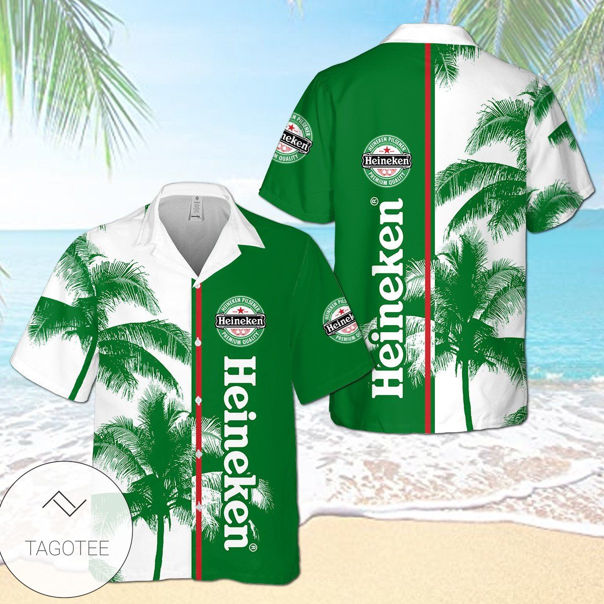 Heineken Palm Tree All Over Print 3D Hawaiian Shirt