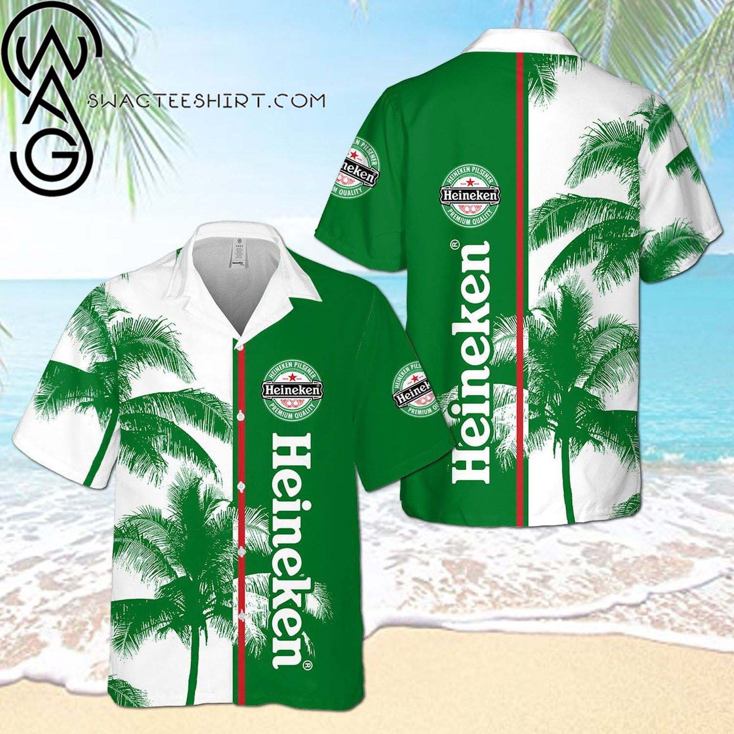 Heineken Beer Palm Tree Summer Outfits Hawaiian Shirt