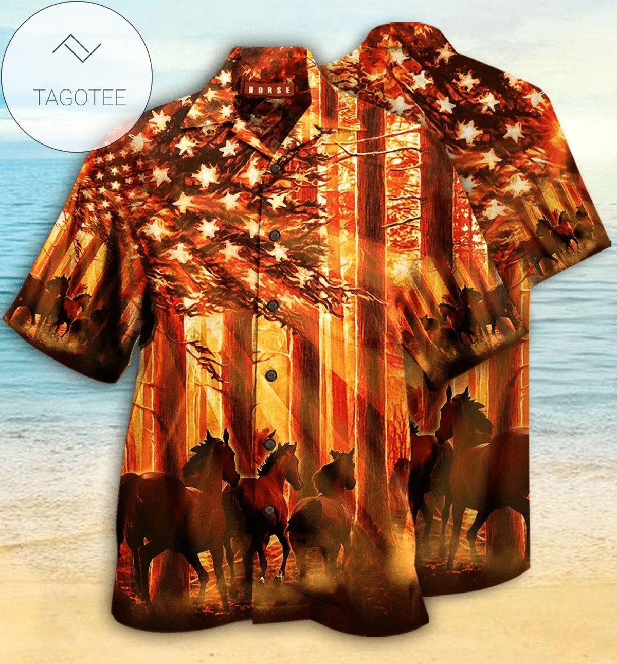 Herd Of Horses 3d Hawaiian Shirt For Men With Vibrant Colors And Textures