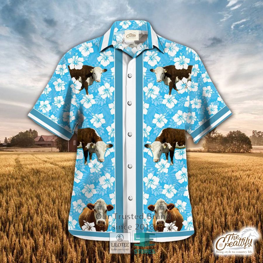 Hereford In Native American Pattern Hawaiian Shirt