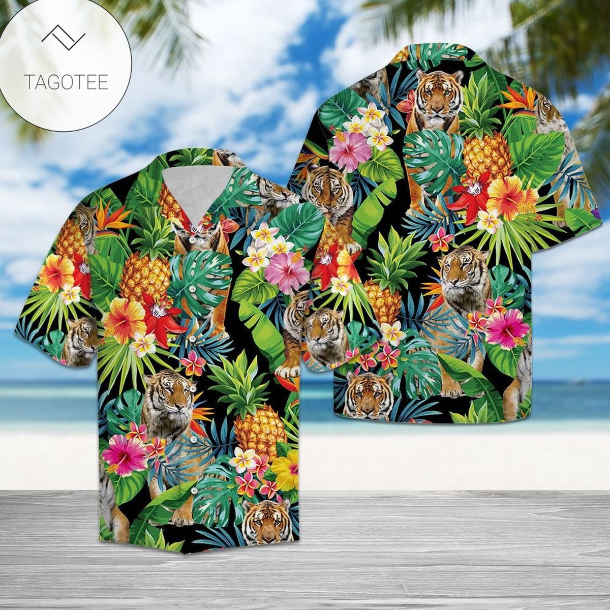 Hibiscus Resort Navy Hawaiian Shirt