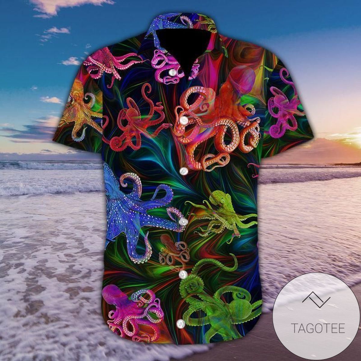 High Quality Colorful Kaleidoscope Guitar Unisex Authentic Hawaiian Shirt 2022