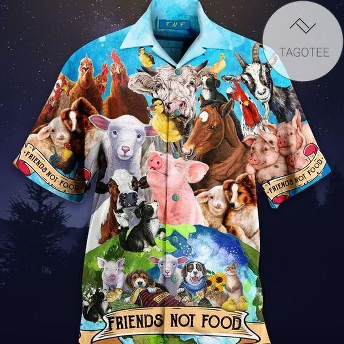 High Quality Friends Not Food Happy Farm Hawaiian Aloha Shirts