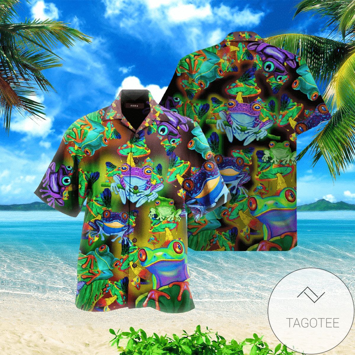 High Quality Funny Blue Shark On Wave Summer Vibe Tropical Hawaiian Aloha Shirts 258h