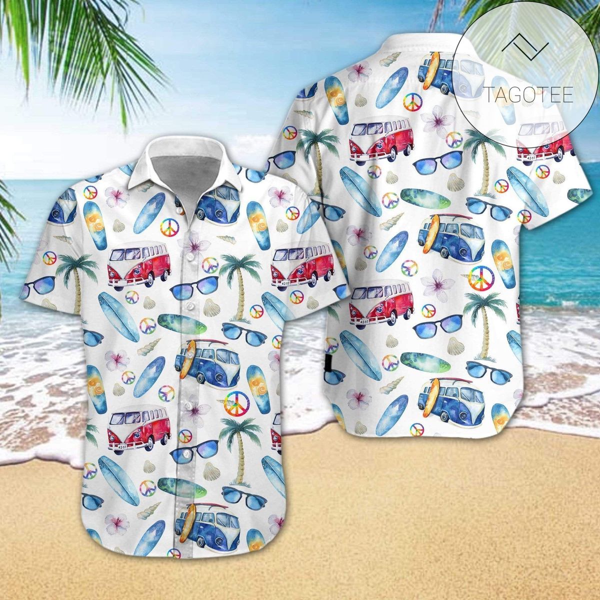 High Quality Hippie Colorful Summer Vibe Tropical Hawaiian Aloha Shirts