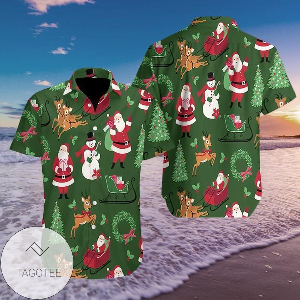 High Quality Merry Christmas So Cute Santa Snowman Black Pattern Hawaiian Aloha Shirts 1310l