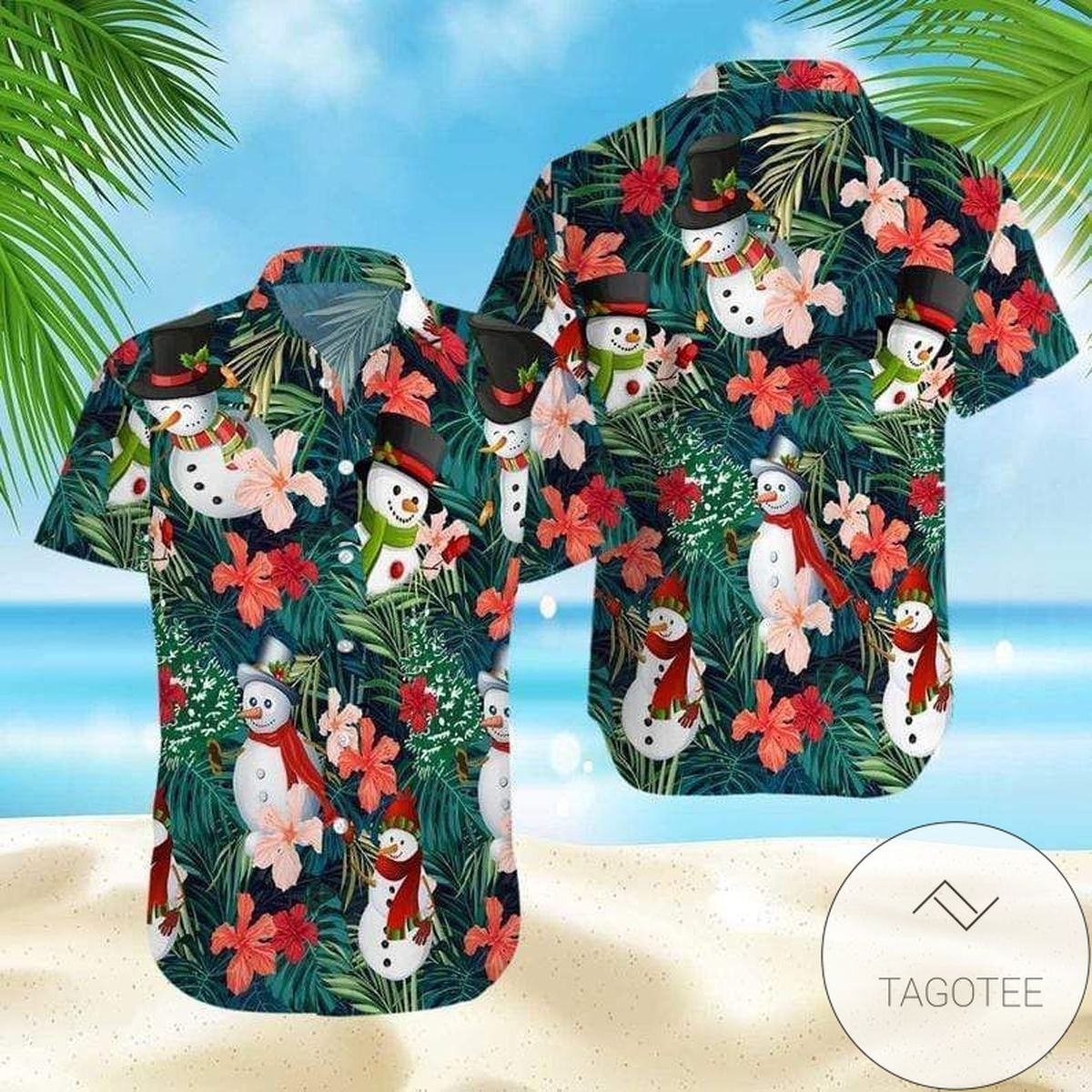 High Quality So Cute Santa Pug Snowy Blue Hawaiian Aloha Shirts