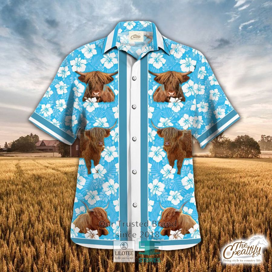 Highland In Rolled Hay Pattern Hawaiian Shirt