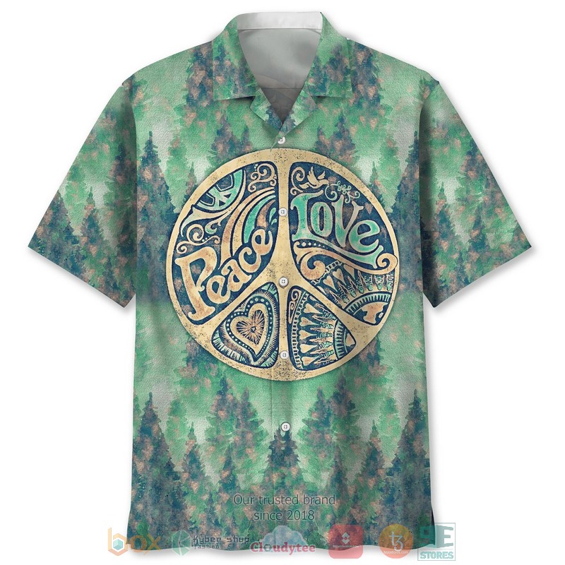 Hippie Peace Symbol floral Hawaiian Shirt