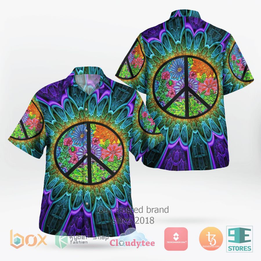 Hippie Peace Sign Short Sleeve Hawaiian shirt