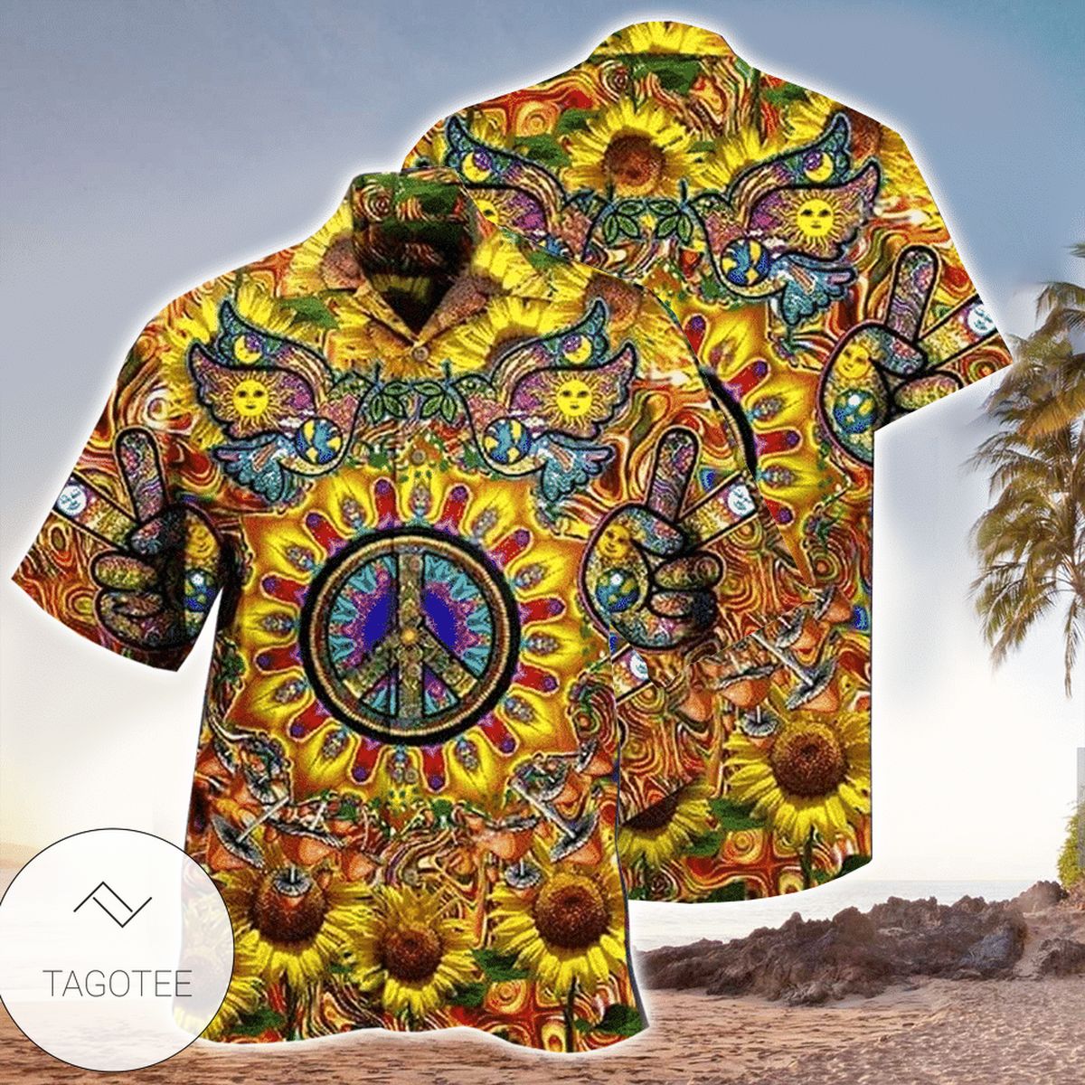 Hippie Tie Dye Mushroom Hawaiian Aloha Shirts