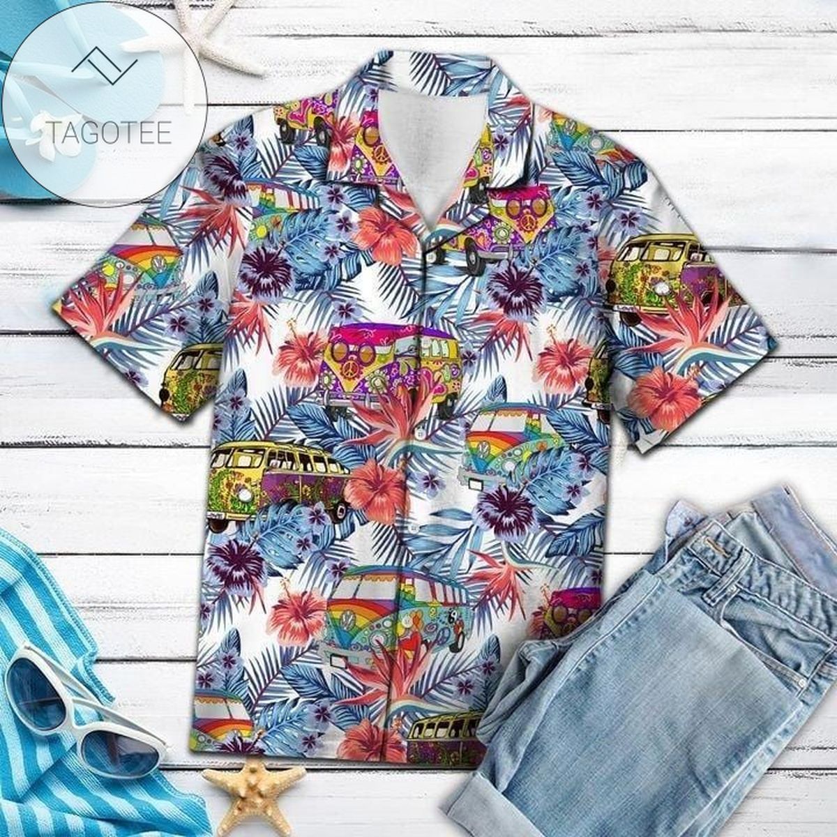 Hippie Van Beach Tropical Full Printing 2022 Authentic Hawaiian Shirts Hl