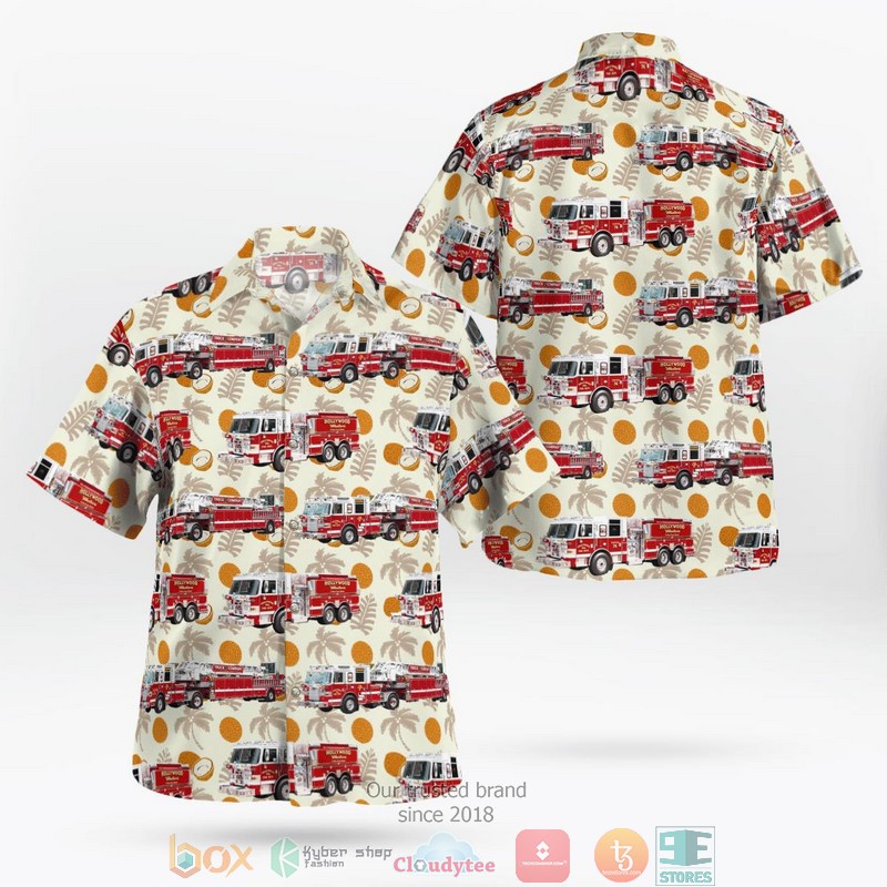 Holly Oakland County Michigan Village of Holly Fire Department Orange Hawaiian Shirt