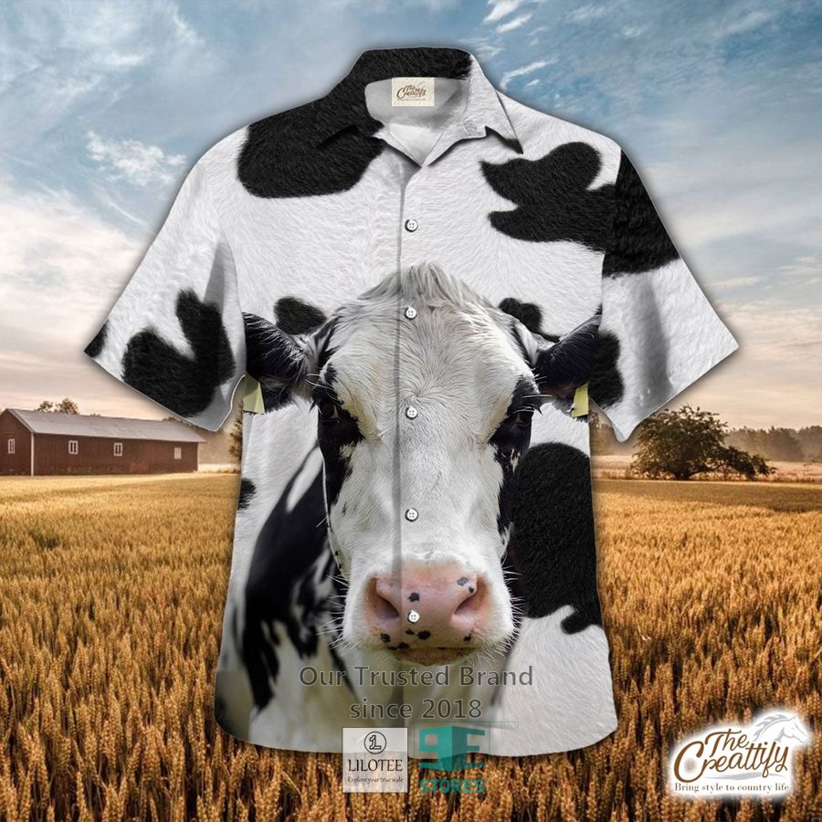 Holstein In Seamless Hibiscus Flower Pattern Hawaiian Shirt