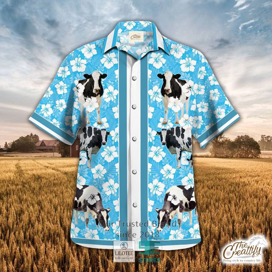 Holstein In Rolled Hay Pattern Hawaiian Shirt