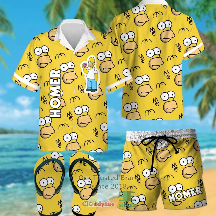 Homer Simpson Face pattern Hawaiian Shirt, Shorts