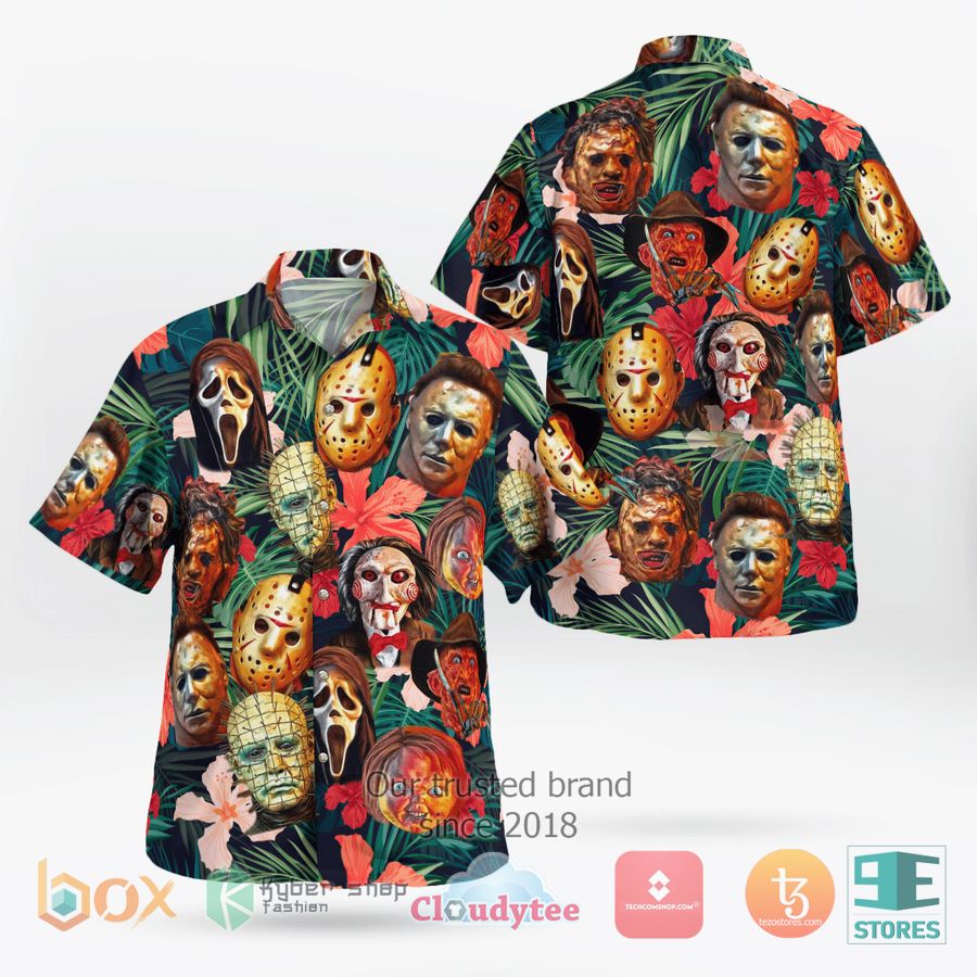 Horror Character faces red Hawaiian Shirt