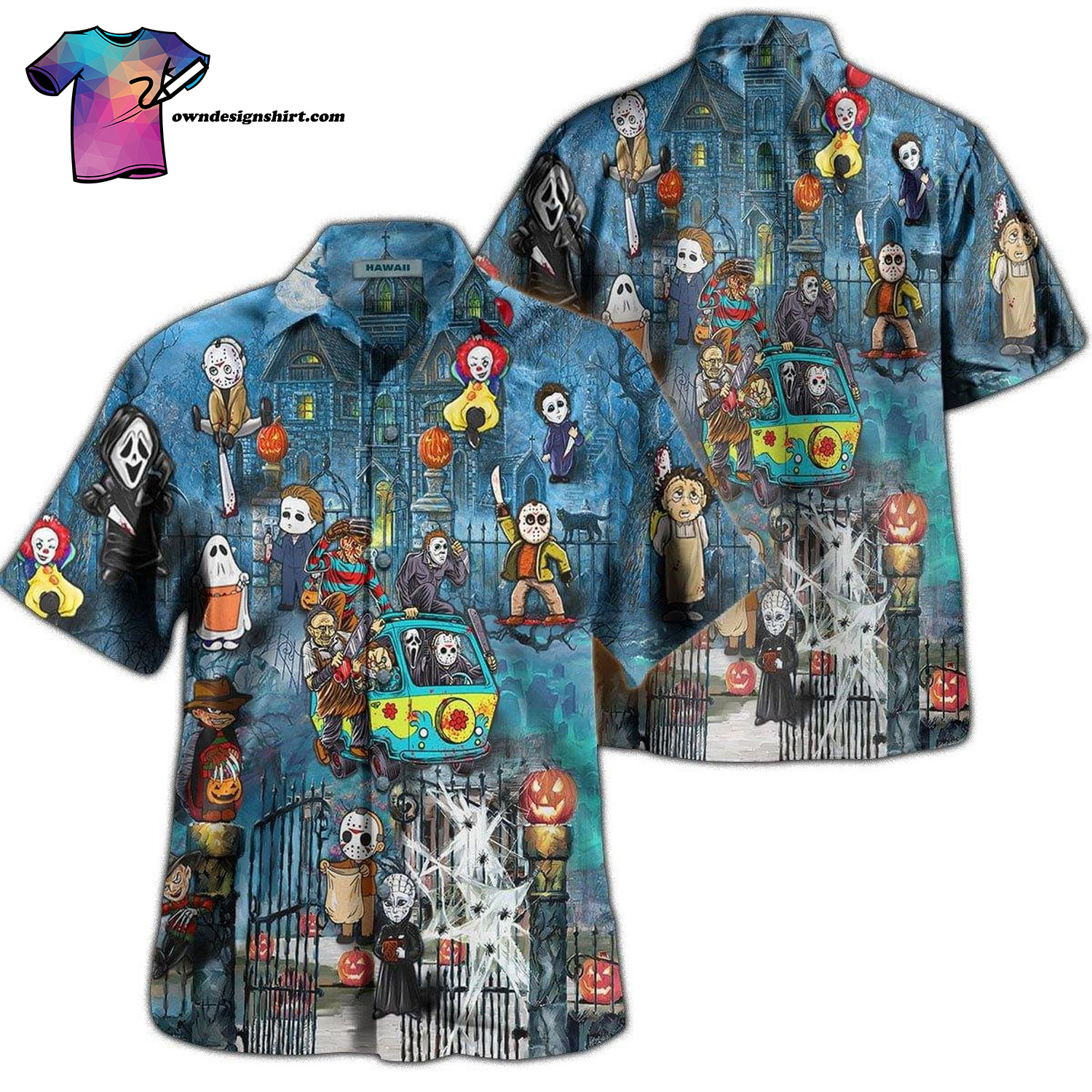 Horror Movie Characters Floral Tropical Full Printing Summer Hawaiian Shirt