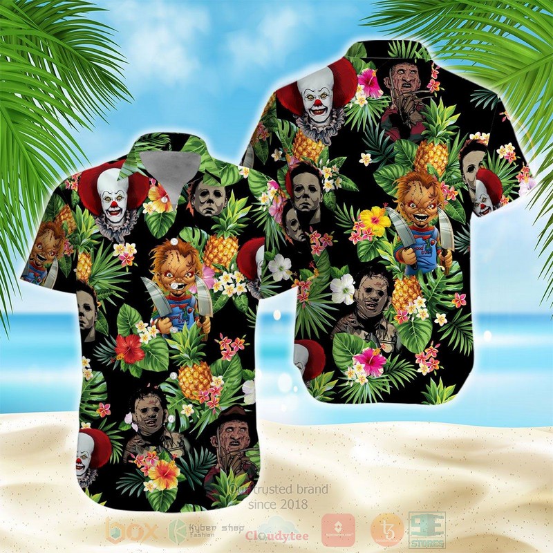 Horror Faces Characters Halloween Hawaiian Shirt